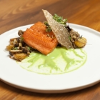 salmon peas mushrooms